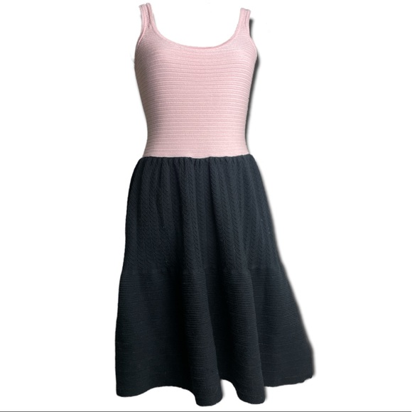 Victoria Secret Pink + Black Textured Knit Tank Fit Flare Medium Dress - Picture 1 of 10